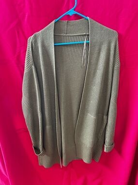 lululemon athletica Olive Green Open Front Knit Cardigan
